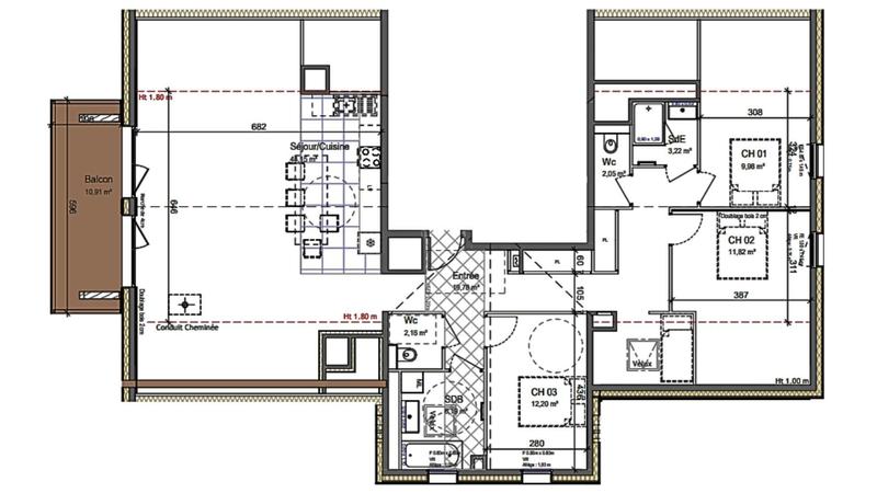 Appartement - 111 m² - 4 pièces