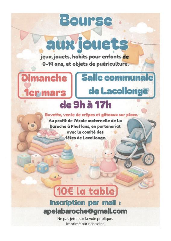 Bourse aux jouets, vêtements et puériculture