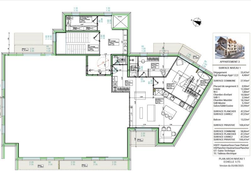Appartement - 89 m² - 3 pièces