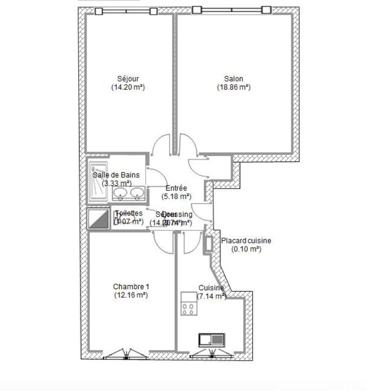 Appartement - 63 m² - 3 pièces