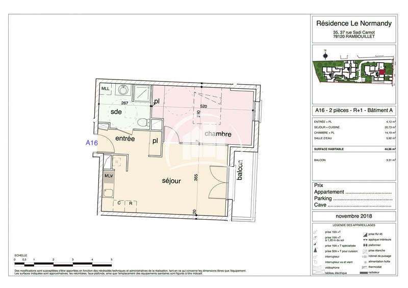 Appartement - 45 m² - 2 pièces