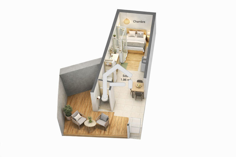 Appartement - 23 m² - 2 pièces