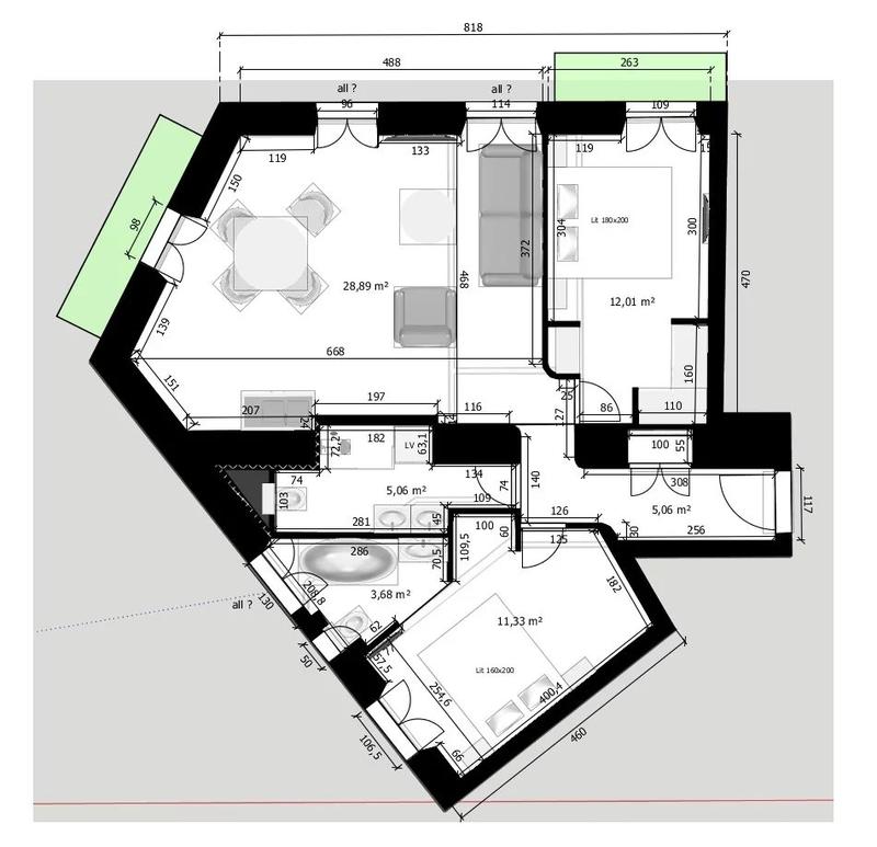 Appartement - 64 m² - 3 pièces