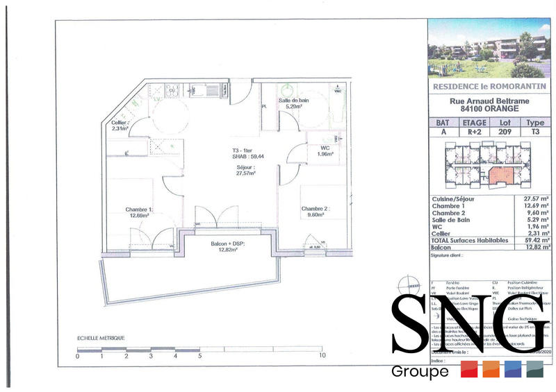 Appartement - 59 m² - 3 pièces