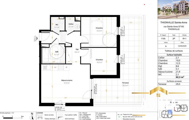 Appartement - 60 m² - 3 pièces