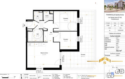 Appartement - 60 m² - 3 pièces