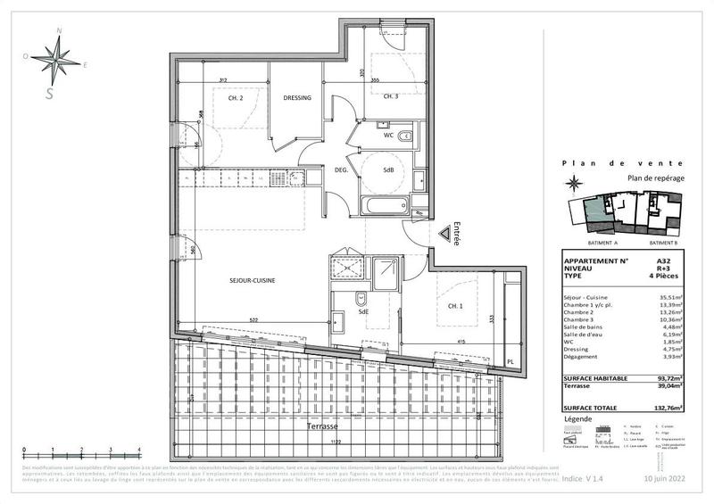Appartement - 94 m² - 4 pièces