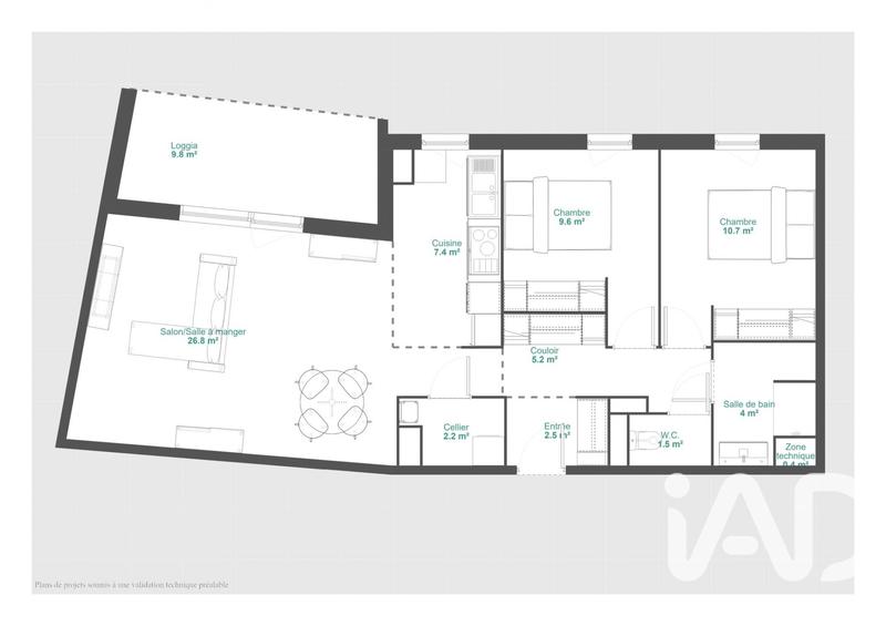 Appartement - 70 m² - 3 pièces
