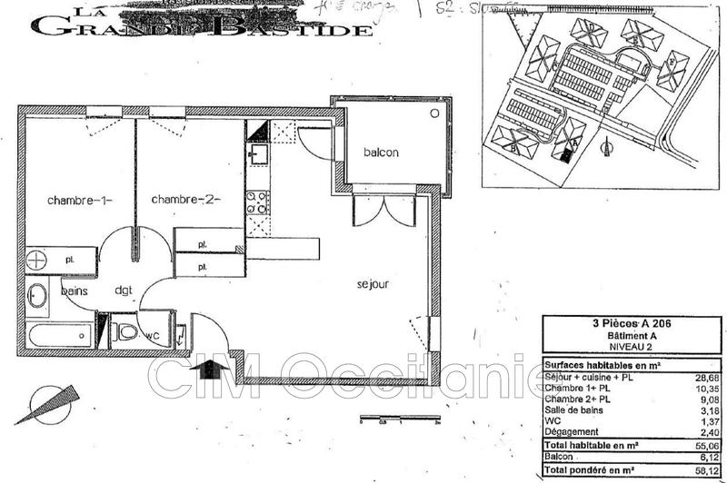 Appartement - 55 m² - 3 pièces