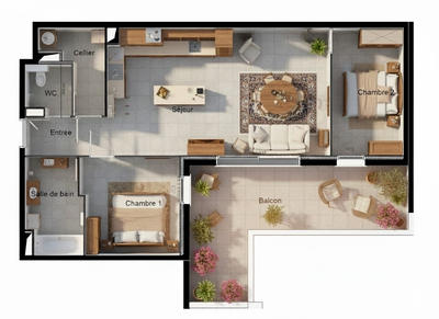 Appartement - 72 m² - 3 pièces