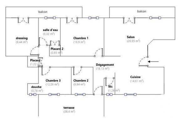 Appartement - 117 m² - 5 pièces