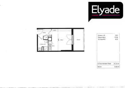 Appartement - 24 m² - 1 pièce