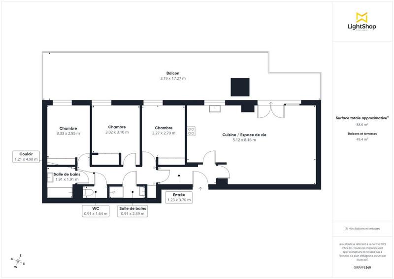 Appartement - 88 m² - 4 pièces