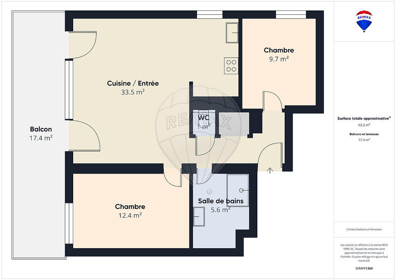 Appartement - 63 m² - 3 pièces