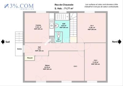 Pavillon - 72 m² - 4 pièces