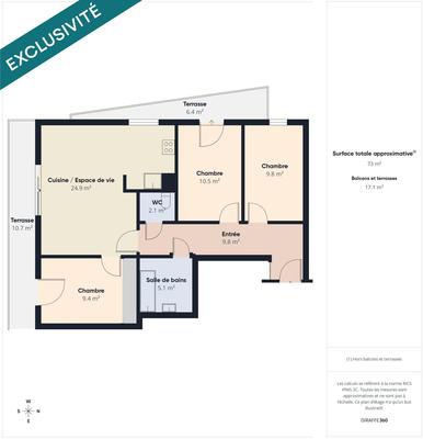 Appartement - 74 m² - 4 pièces