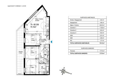 Appartement - 75 m² - 4 pièces