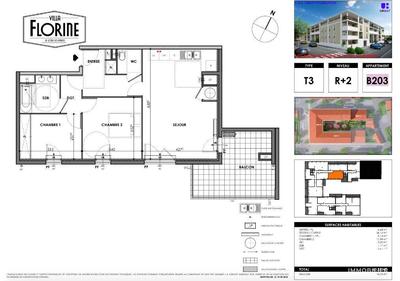 Appartement - 63 m² - 3 pièces