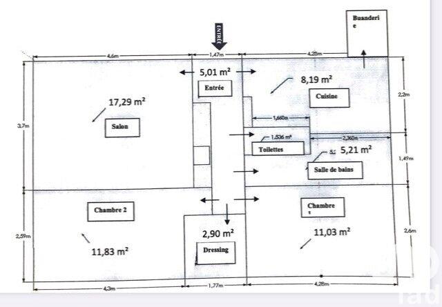 Appartement - 64 m² - 3 pièces
