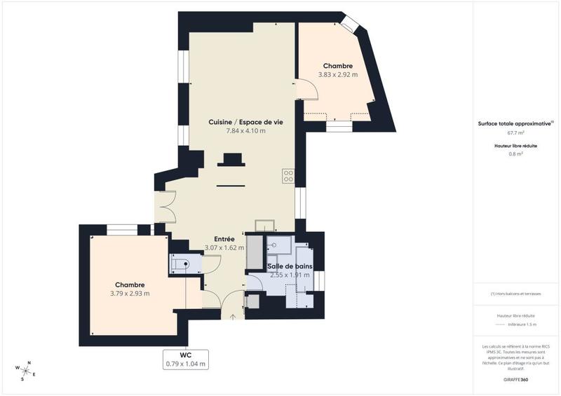 Appartement ancien - 67 m² - 3 pièces