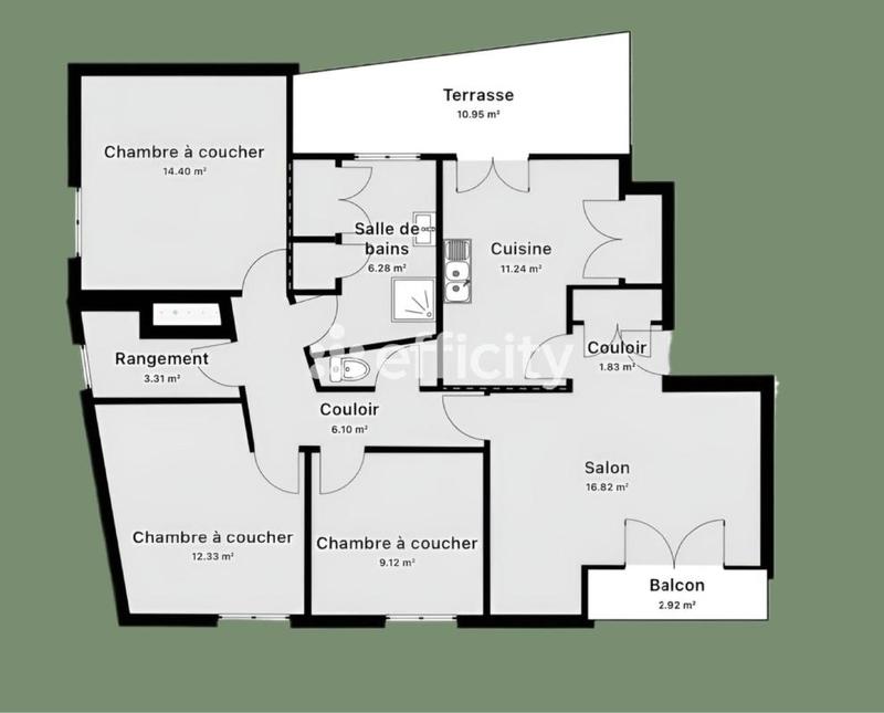 Appartement - 99 m² - 4 pièces