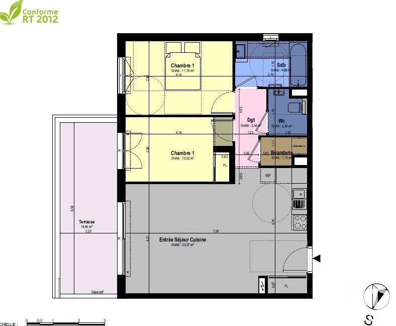 Appartement - 65 m² - 3 pièces