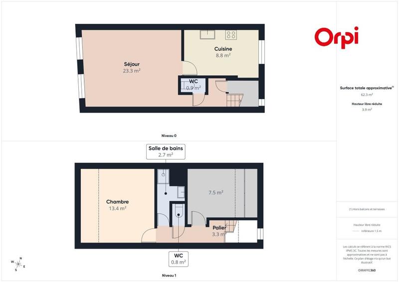 Duplex - 50 m² - 3 pièces