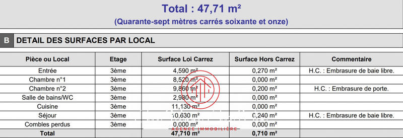 Appartement - 48 m² - 3 pièces