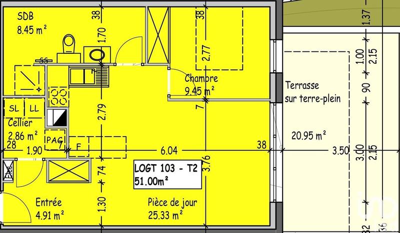 Appartement - 51 m² - 2 pièces