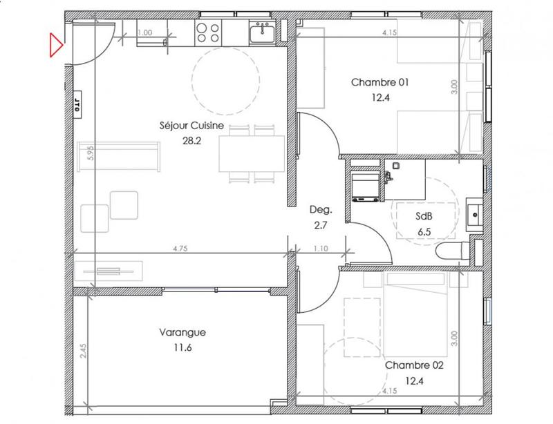 Appartement - 62 m² - 3 pièces