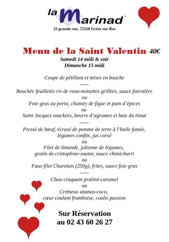 Menu de la Saint-Valentin