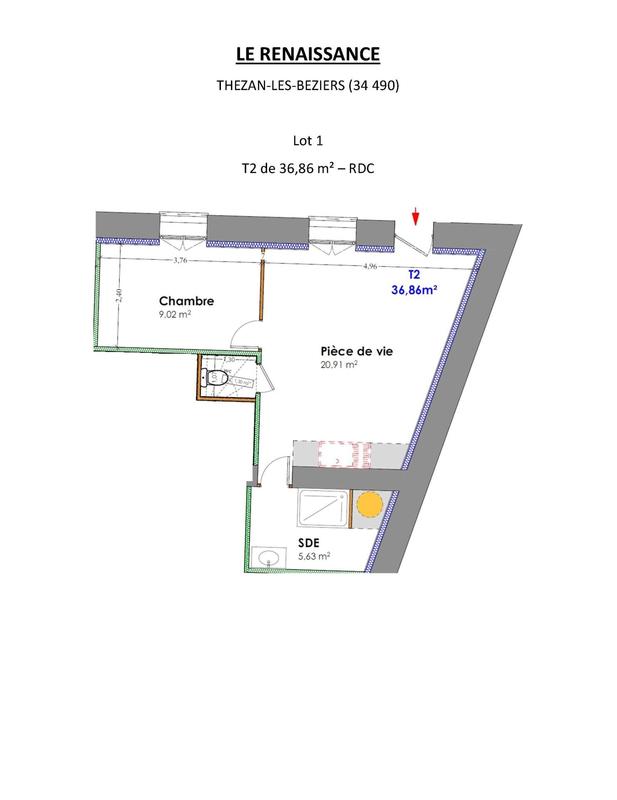 Appartement - 36 m² - 2 pièces