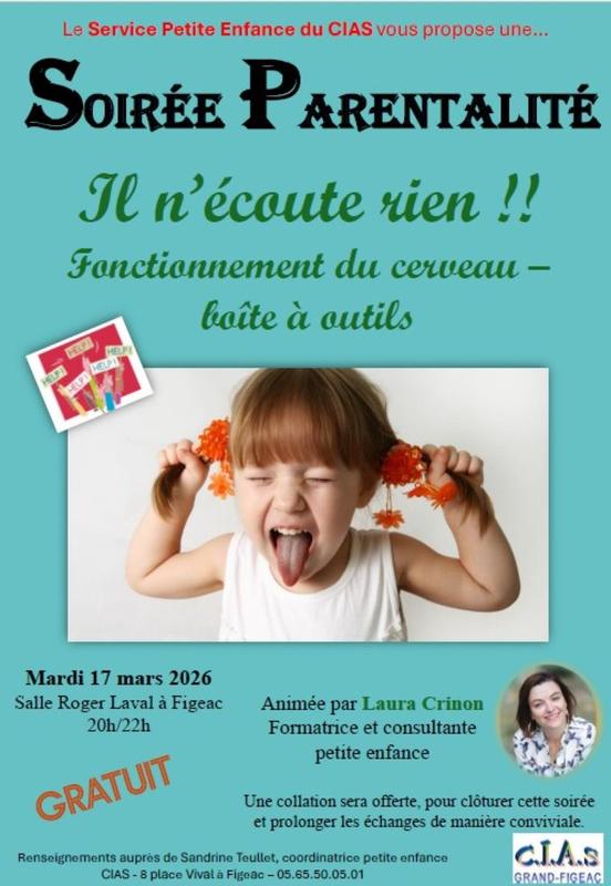 Soirée parentalité "Il n'écoute rien" au Centre Social de Figeac