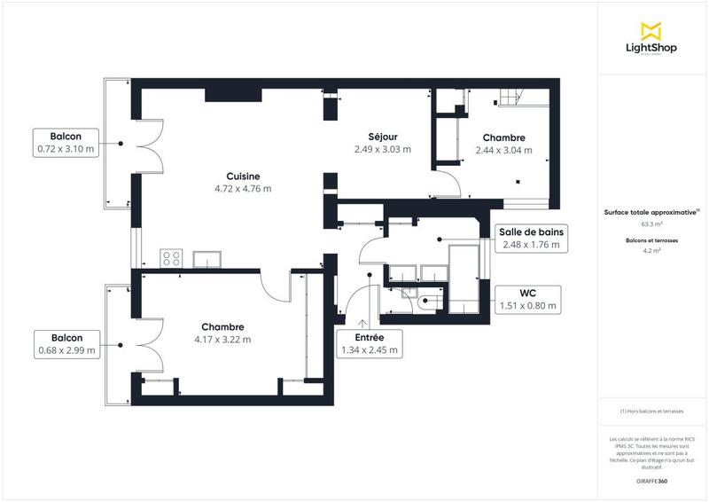 Appartement - 65 m² - 3 pièces