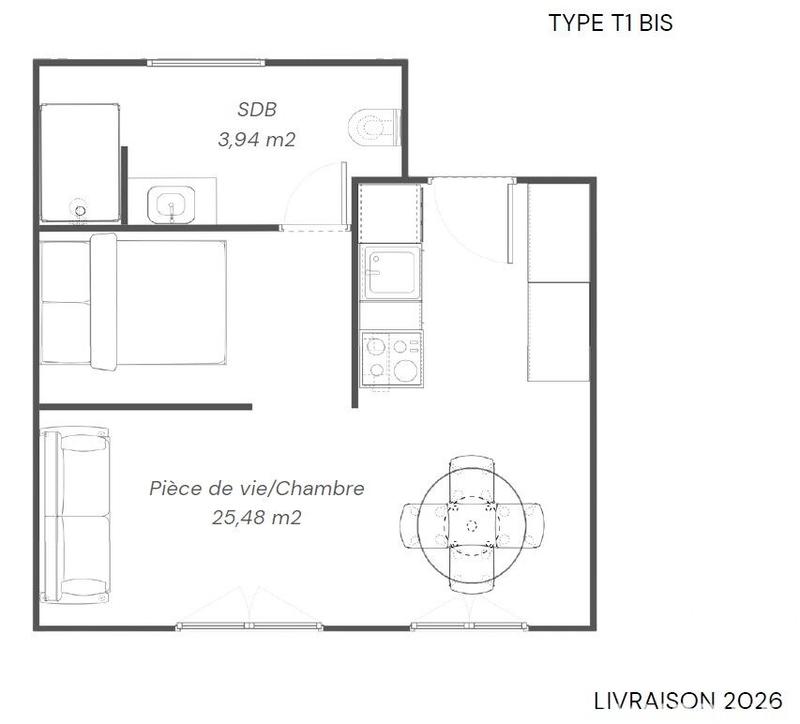 Appartement - 29 m² - 1 pièce