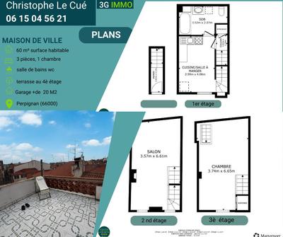 Maison de ville - 60 m² - 2 pièces
