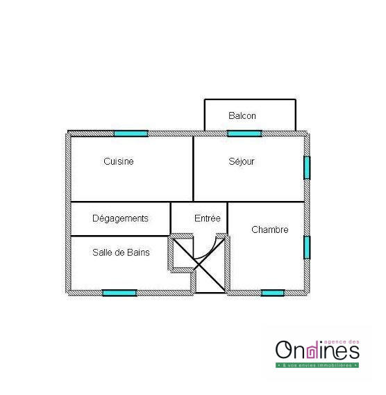 Appartement - 62 m² - 2 pièces