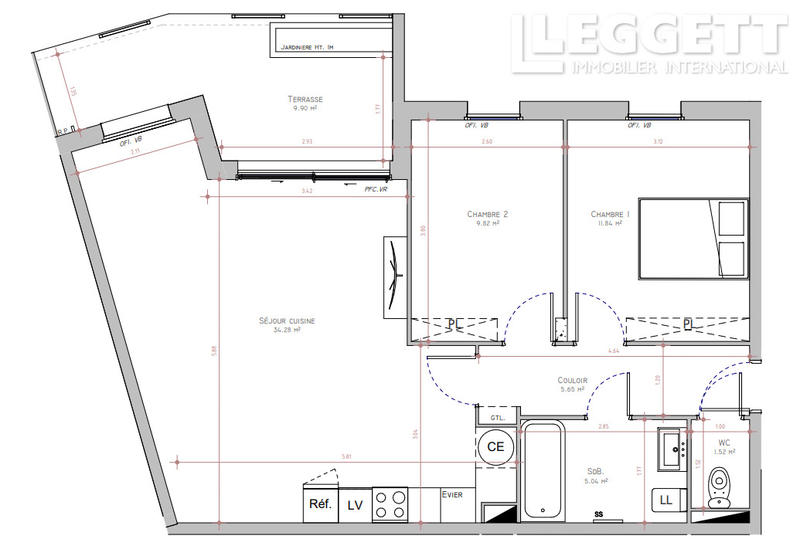 Appartement - 68 m² - 3 pièces