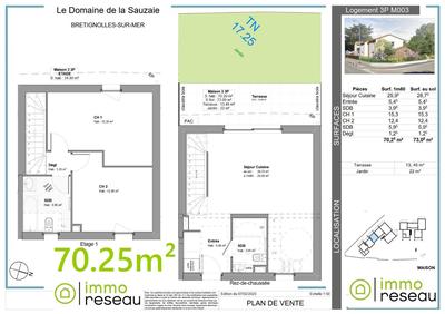 Maison - 70 m² - 3 pièces