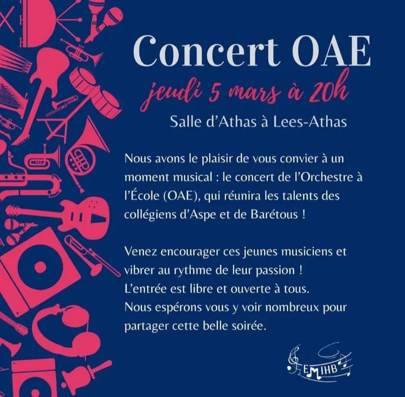 Concert de l’Orchestre à l’École (Oae) Aspe-Barétous