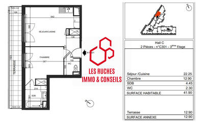Appartement - 42 m² - 2 pièces