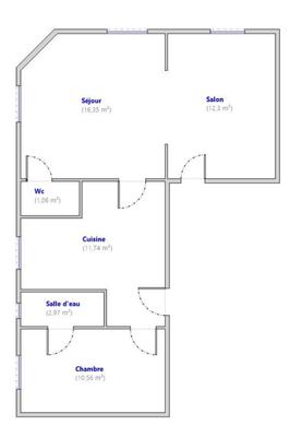 Appartement - 55 m² - 2 pièces