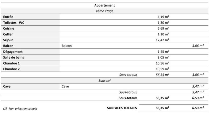 Appartement - 56 m² - 3 pièces