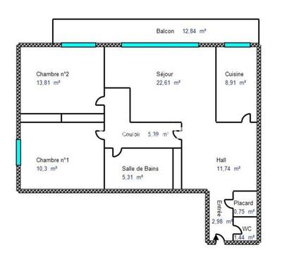 Appartement - 84 m² - 3 pièces