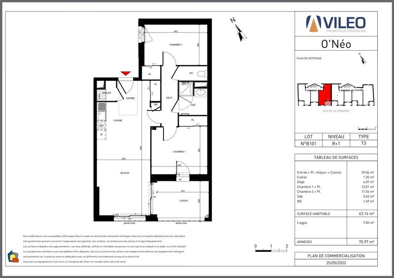 Appartement - 63 m² - 3 pièces