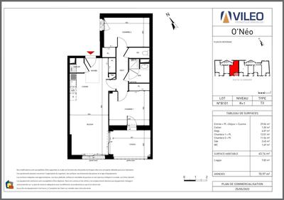 Appartement - 63 m² - 3 pièces