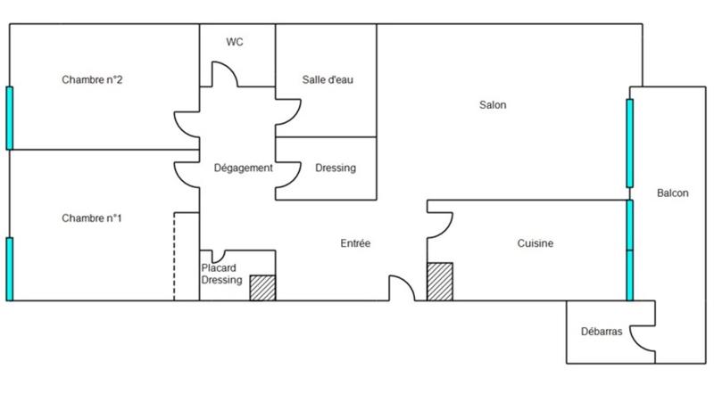 Appartement - 70 m² - 3 pièces
