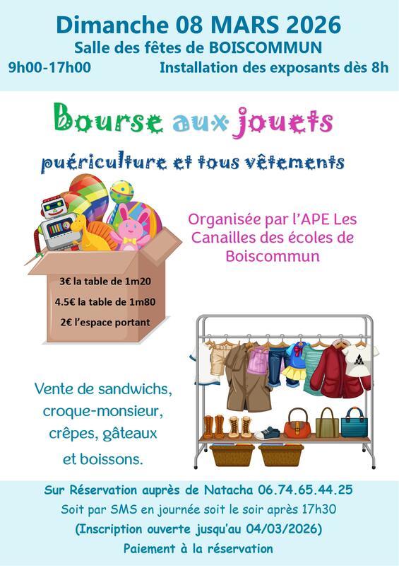 Bourse aux vêtements, jouets et articles de puériculture
