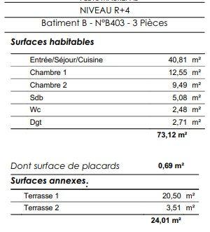 Appartement - 73 m² - 3 pièces