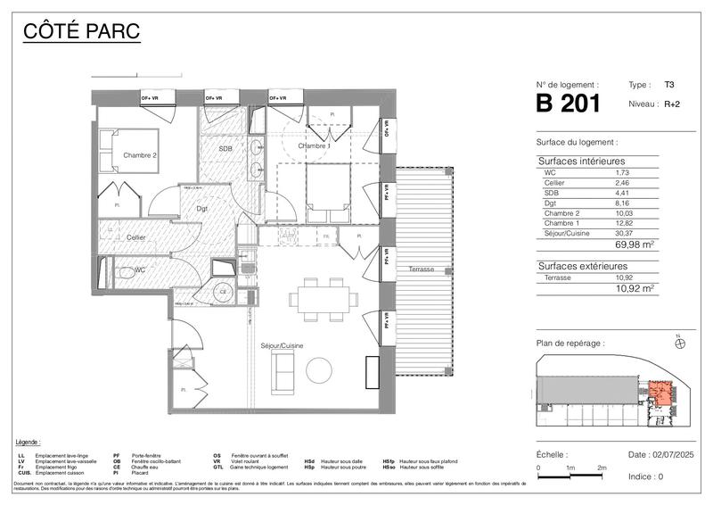 Appartement - 70 m² - 3 pièces
